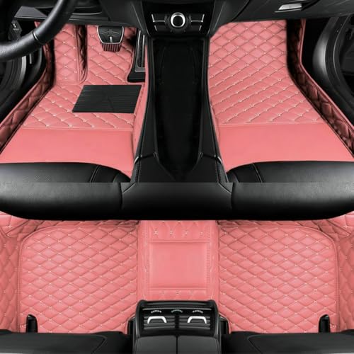 LUZiUNlnk Custom Personalized Floor Mats for Cars，Luxury Full Coverage All Car Floor Mats，Anti-Slip Leather Car Mat Set ，Custom Floor Mats for 99% of Cars, Trucks & SUVs. (Pink)