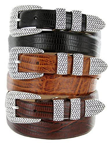 S6186-1 Genuine Full-Grain Cowhide Leather Designer Dress Belt 1-1/8"(30mm) taper down to 1"(25mm) wide, Multi-Style Options2