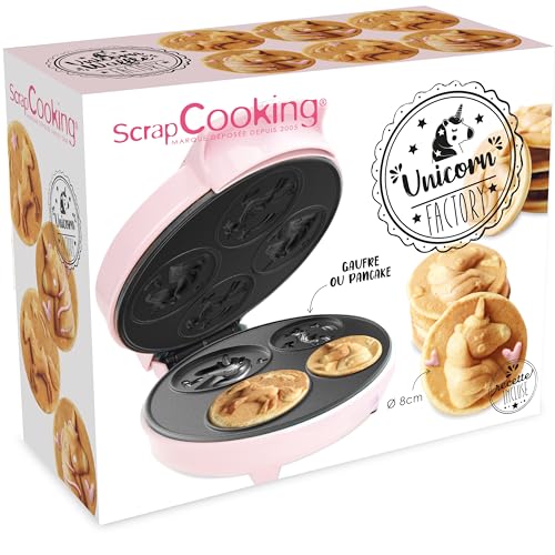 ScrapCooking - Máquina de tofres e panquecas unicórnio - Unicorn Waffle Factory - Placa de aquecimento anti-aderente - ideia de presente para reposição e cozinha - receita incluída - rosa - 3886