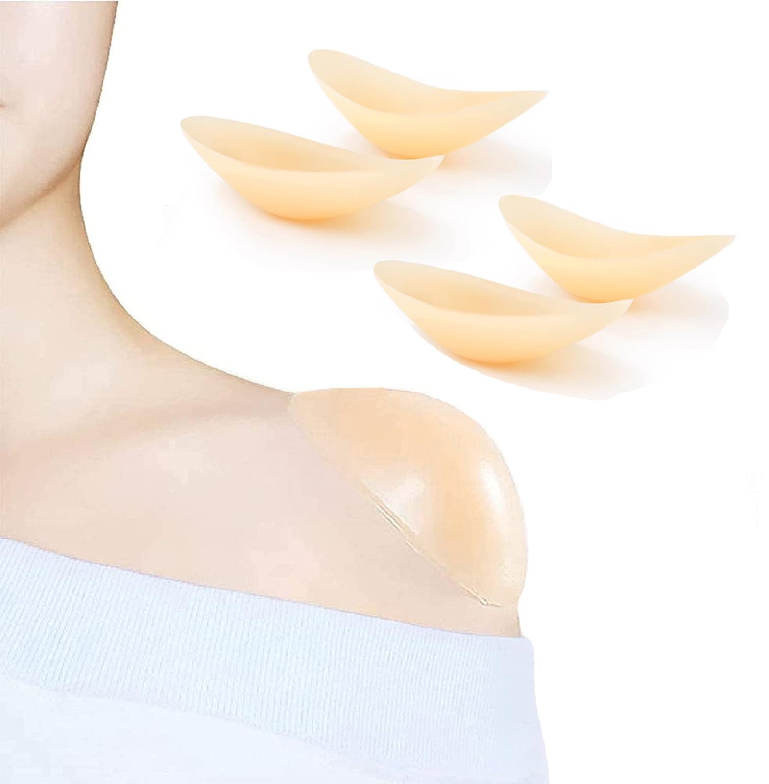Silicone Shoulder Pads for Womens Clothing, Anti-Slip Push-Up Pads Invisible Breathable Shoulder Enhancer, 2 Pair Skin Colour