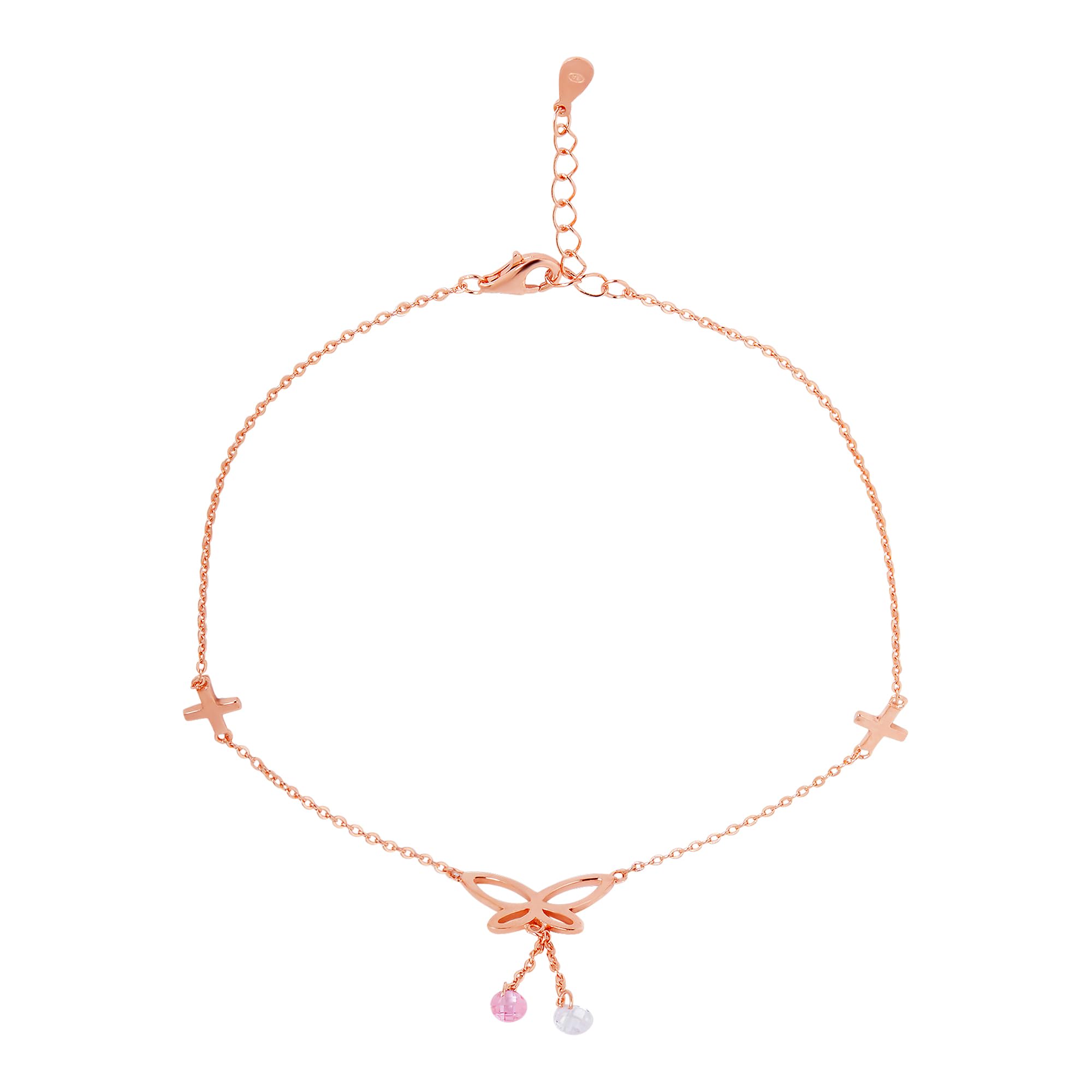 ZAVYA 925 Sterling Silver Butterfly with Pink & White Drops Rose Gold Plating Anklet (Pair) | Gift for Women & Girls | With Certificate of Authenticity & 925 Hallmark | Gift for Women & Girls (B0BJ2SN8T7) Amazon Price History, Amazon Price Tracker