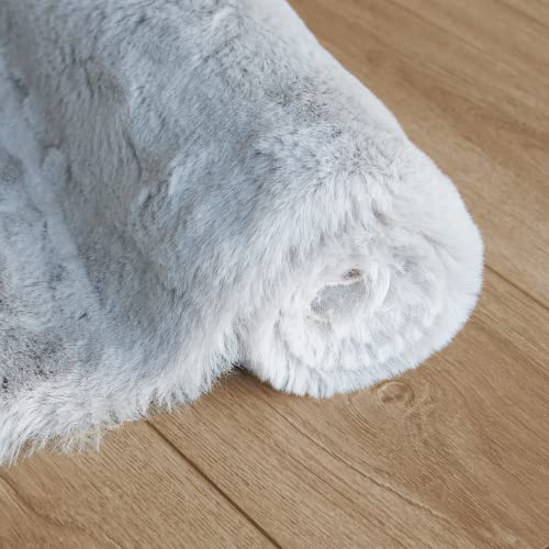 Washable Area Rugs 5x7 Rugs for Living Room Silver Grey Faux Rabbit Fur Rug for Bedroom Faux Sheepskin Rug Teen Room Home Décor