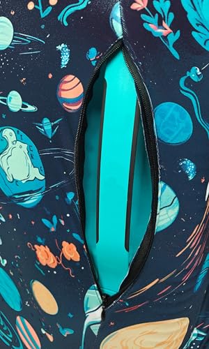 Image of Printed Travel Luggage Cover for Suitcase - Stretchable & Scratchproof Trolley Bag Protector (1, Space Rocket, Large)