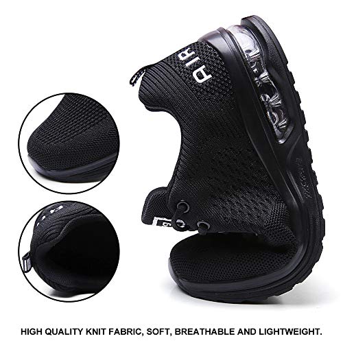 Maichal Womens Running Shoes Tennis Sneakers Air Cushion Arch Support Memory Foam Slip Resistant Work Shoes Lightweight Mesh Breathable Gym Athletic Sports All Black 8.5 #TOP3