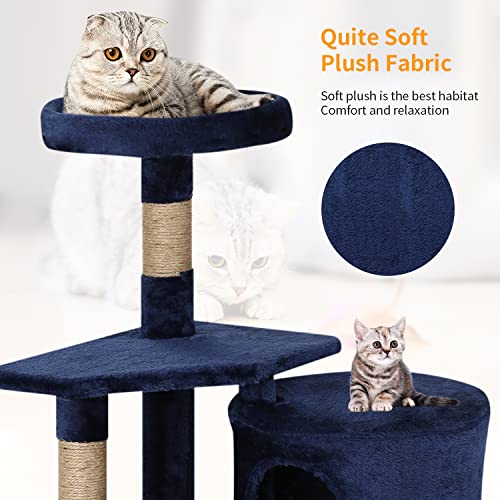 Image of BestPet | 36 inch Cat Tree Tower | Navy Blue | Sturdy Multi-Level Cat Tree