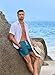 JMIERR Mens Cotton Shorts Casual Linen 5 inch Fashion Elastic Waist Drawstring Summer Beach Stretch Comfy Vacation Shorts, L, B Blue2
