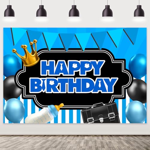 Merrystorm Boss Boy Birthday Backdrop 5ft x 3ft Blue