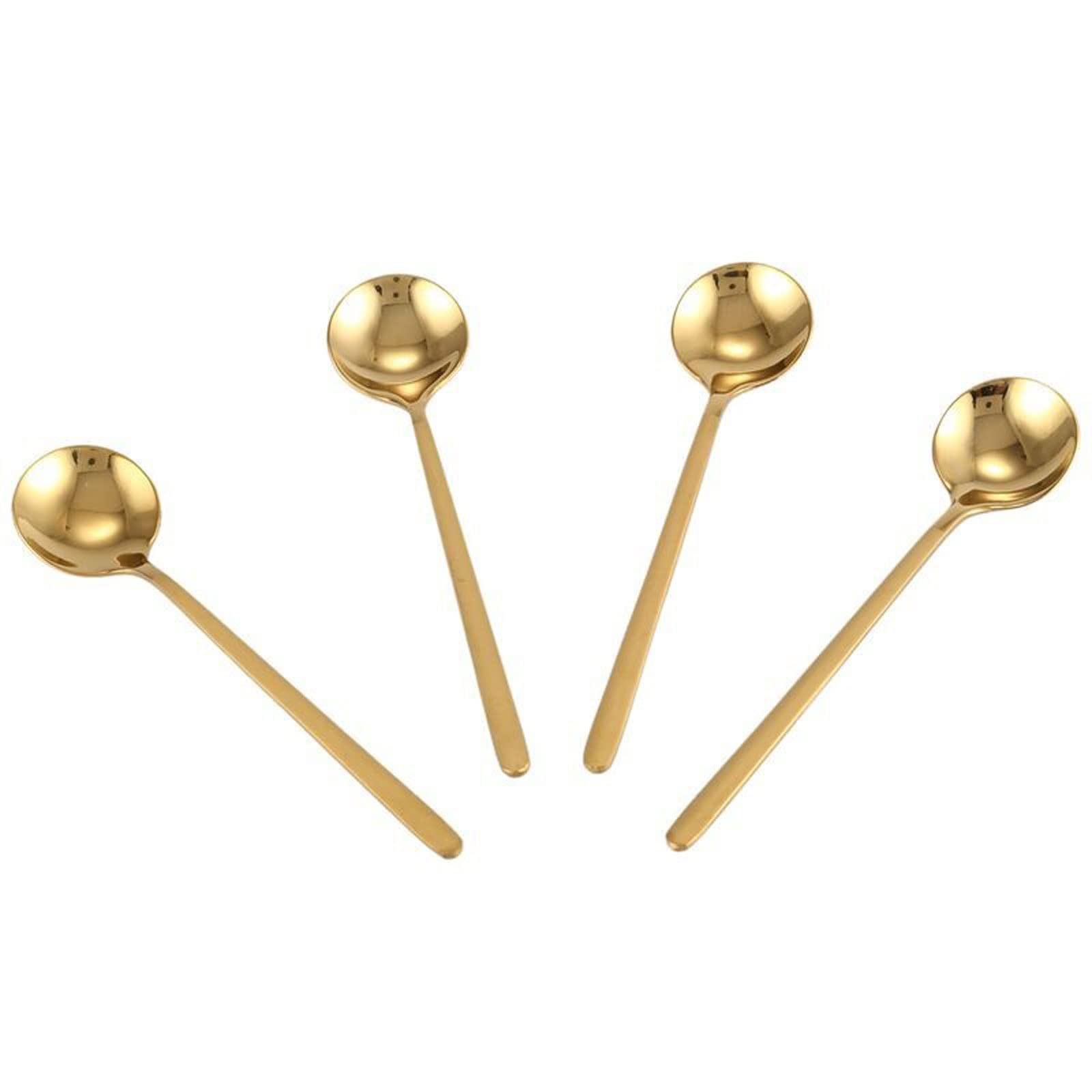 JINGYAN Cuillères 12pcs / Set Forme Ronde cuillère à café en Acier Inoxydable Mini cuillère à café de cuillère cuillère cuillère crème glacée Soupe cuillère cuillère Accessoires de Cuisine