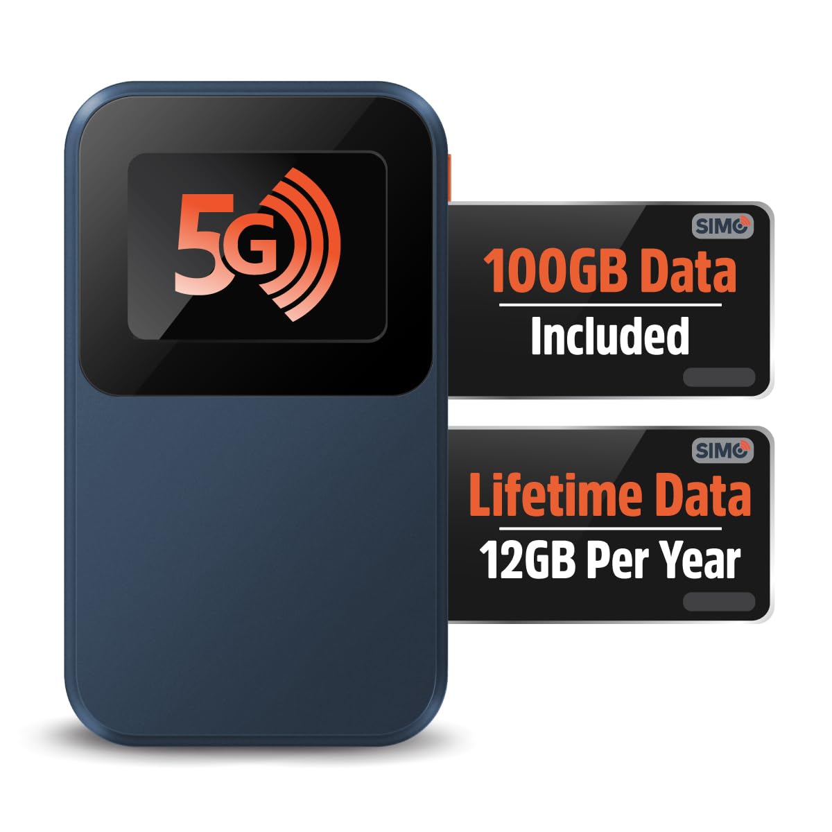 SIMO Solis Edge, 5G WiFi Hotspot with 1GB/Monthly + 100GB Global Data