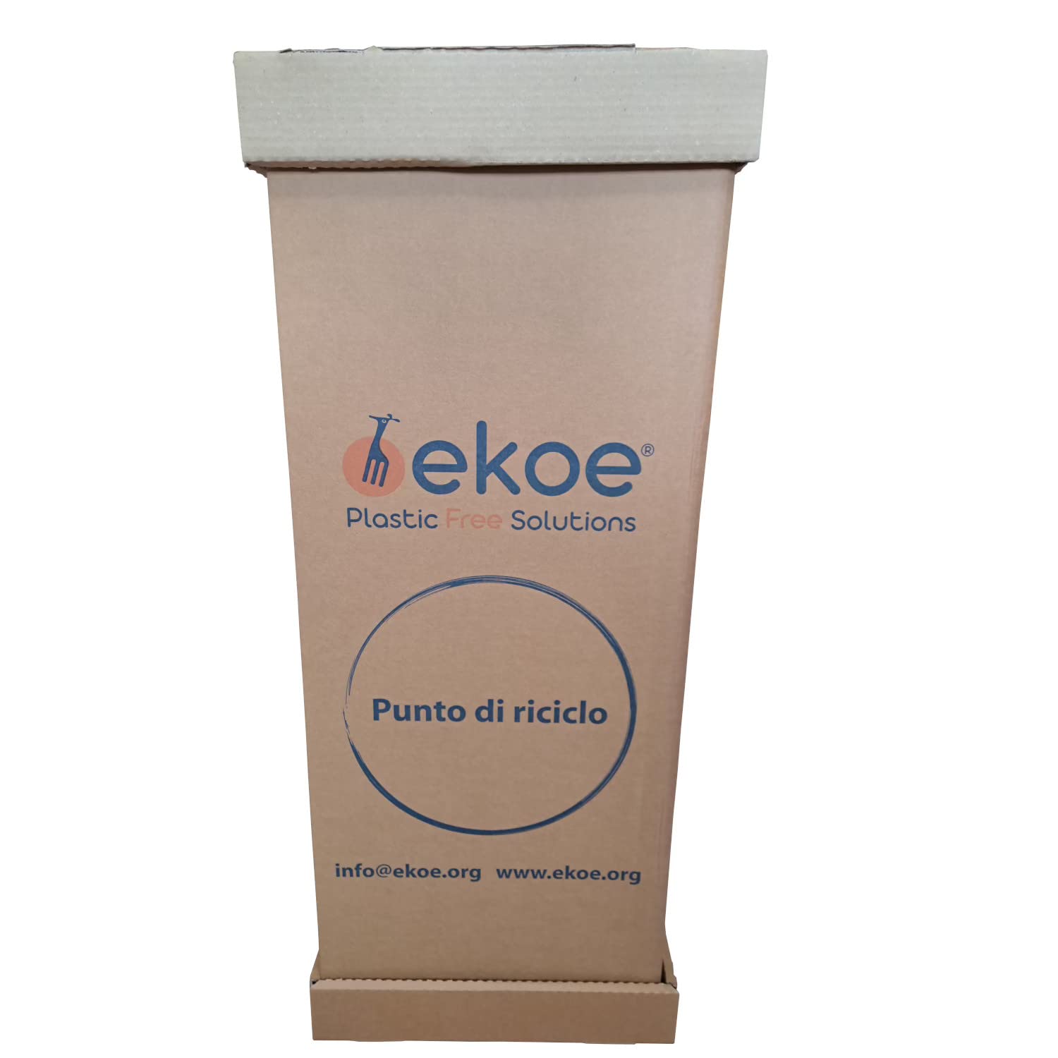 Ekoe, 5 Contenitori Raccolta Differenziata in Cartone con Coperchio per Vetro, Plastica, Umido, Secco e carta, Colore Marrone Kraft Avana