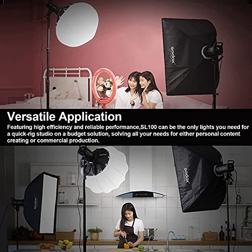 Image of Godox SL100Bi 100W Bi-Color LED Video Light Bowens Mount, 32100Lux@1M, LED Continuous Lighting w /11 FX Effects, 2800K-6500K TLCI97+, Wireless Control, Studio Light for Photography Video Live Streaming