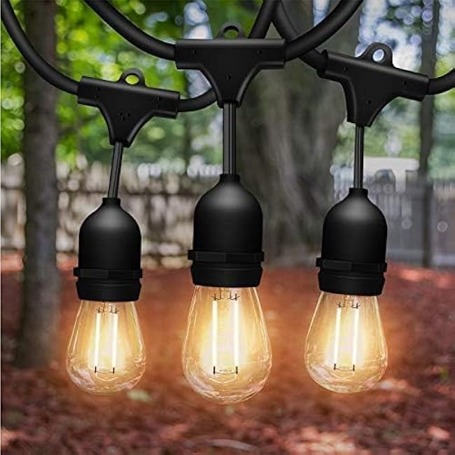 Solatec LED String Lights, Shatterproof 96FT 30 Hanging Sockets Commercial Grade Waterproof 2W Outdoor String Light Decor for Patio, Garden, Balcony, Deck S14 2W (30 Lights 96FT)