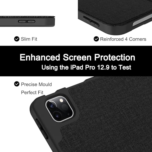 Image of Soke Case for iPad Air 13 Inch M3 /M2(2025 /2024) & iPad Pro 12.9 Inch 6th /5th (2022 /2021) with Pencil Holder - [Full Body Protection + Auto Wake /Sleep],Soft TPU Back Cover, Black