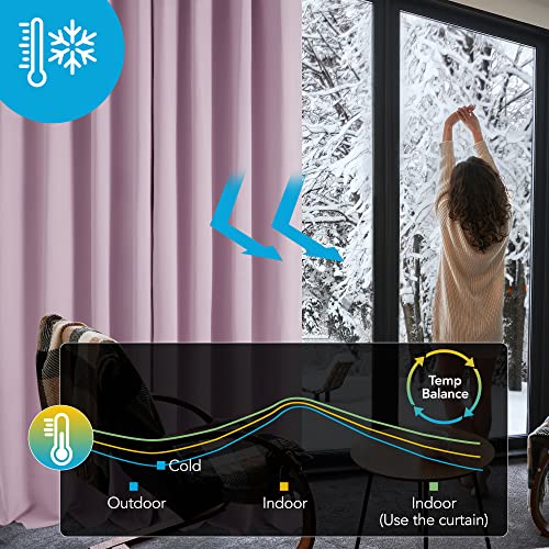 Deconovo Blackout Curtains Pencil Pleat Thermal Insulated Curtains for Living Room Bedroom, Kitchen, Pink Lavender - Image 2