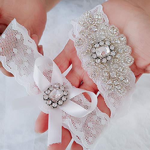 Wedding Garter|Garters For Bride|Wedding Lace Garter For Bridal Rhinestones Garter Belt Set #TOP4