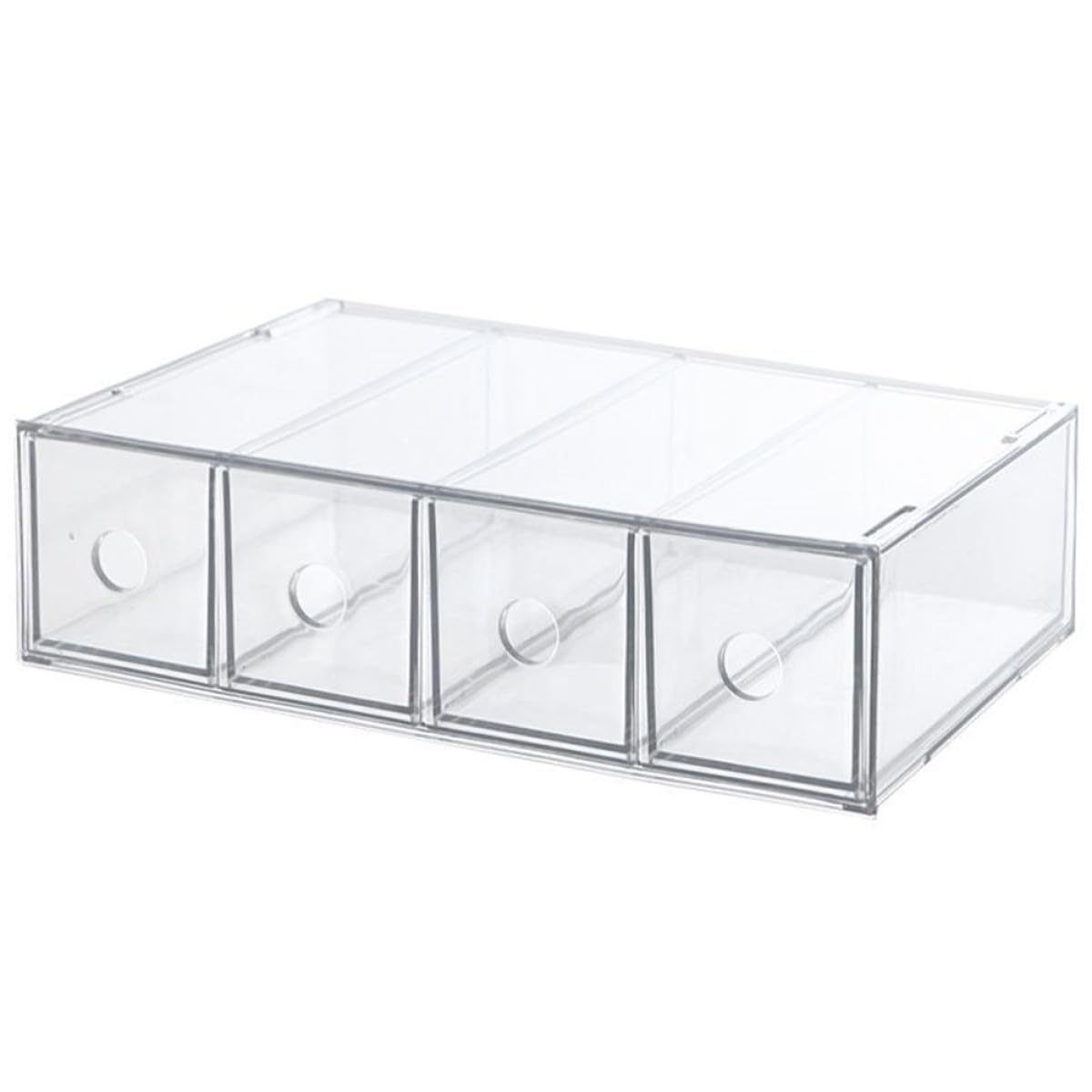 ifundom Organizer Impilabile Acrilico Trasparente 4 Cassetti, Contenitore Pratico per Trucco e Gioielli, Design Semplice e Raffinato per Ufficio o Bagno