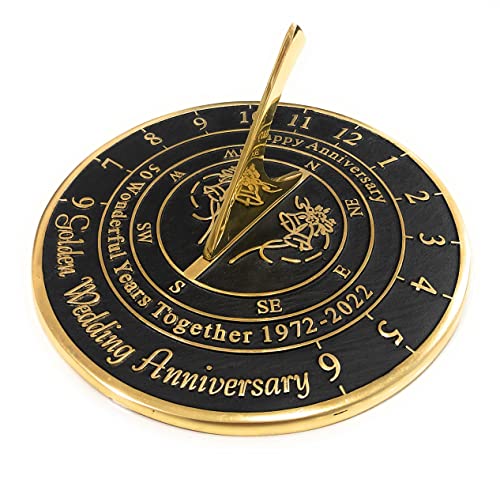Nautical-Mart 50th Golden Wedding Anniversary Large Sundial Gift 10 inches Home and Garden Decor