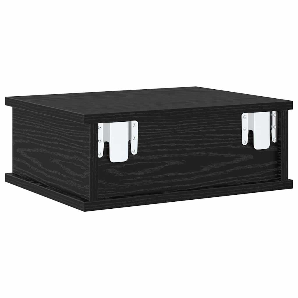 Comodino rovere nero in legno ingegnerizzato 40 x 31 x 15 cm con ampio spazio, cassetto e ripiano salvaspazio per camera da letto soggiorno ufficio moderno
