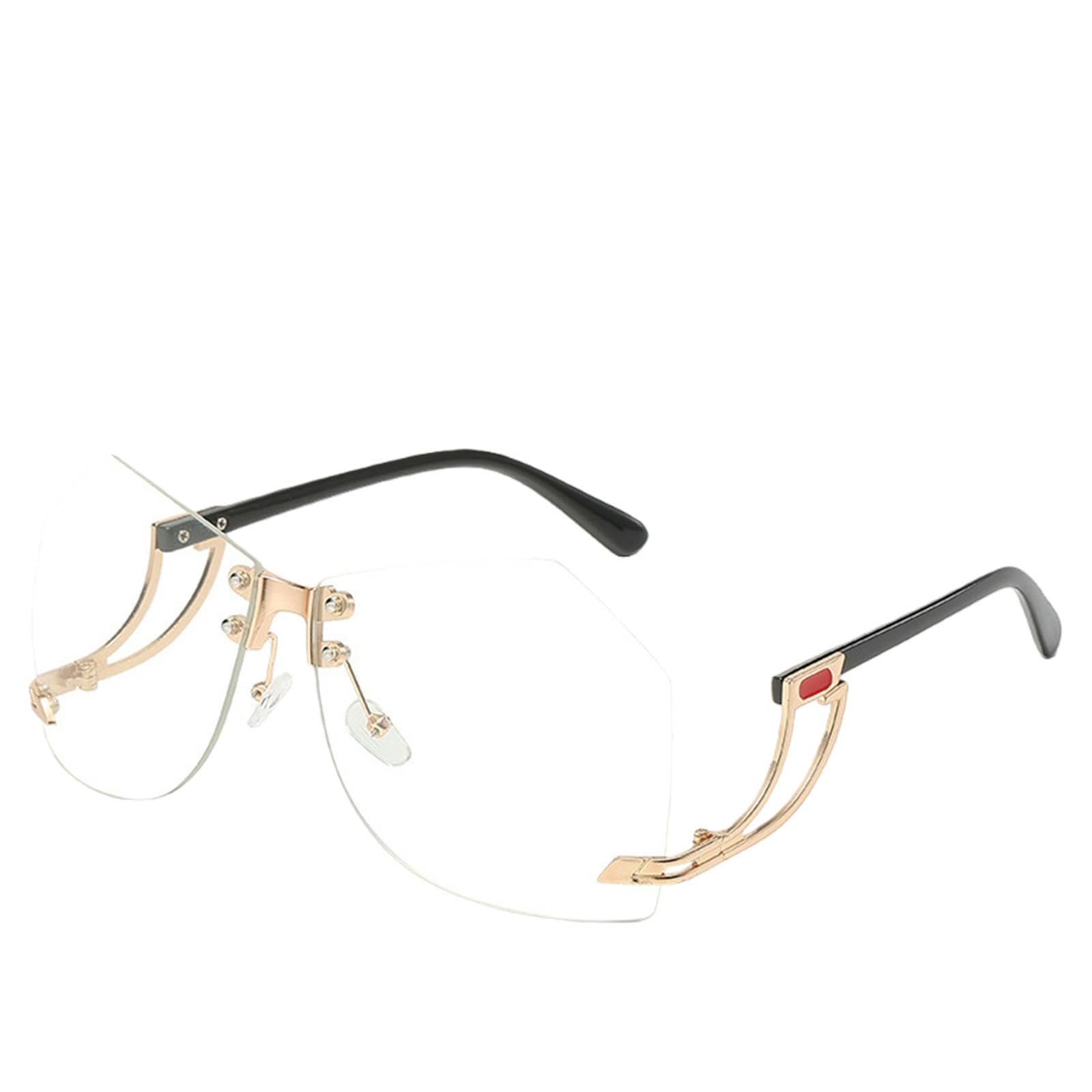 Gyios sunglasses Women Alloy Frame Oversize Gradient Fashion-gold-framed Clear Lenses