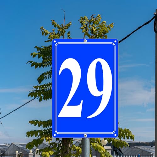 Image of Premium Aluminum Number Signs 29, Metal 12 inch X 8 inch Blue Numbered Signs Outdoor for Parking Lots, Floor, Dock, Court, Aisle, Field, High Visibility, No Fade, Weather-resistant