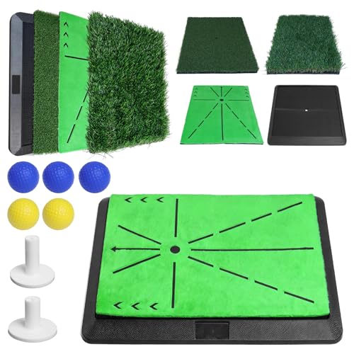 Golf Hitting Mat Golf Training Mat with Instant Swing Path Feedback Extra 3 Replaceable Golf Practice Mat Ideal Golf Gifts for Men Women for Home Indoor Outdoor (18X13 inch)