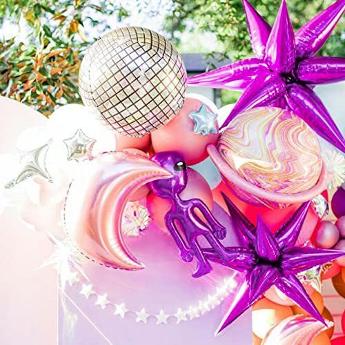 Image of PartyWoo Rose Pink Star Foil Balloons 6pcs Different Sizes Pack of 27 22 Inch Explosion Spike Mylar Balloons for Graduation Wedding Anniversary Bachelorette Engagement Birthday Party Decorations