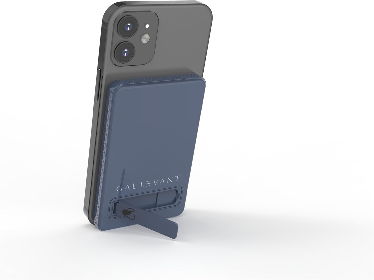 Magcharge 5000mAh Magnetic Wireless Power Bank – MagSafe Compatible Portable Charger with Kickstand & Dual USB-C Ports – Slim Fast Charging Battery Pack for iPhone & Samsung Galaxy - Navy