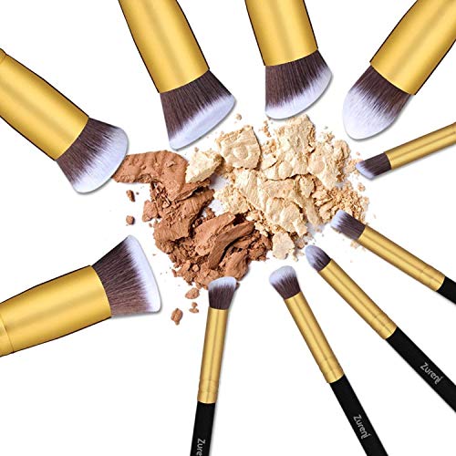 Zureni Professional Synthetic Makeup Brushes Tool Kit For Perfect Blending Face Powder Eye Shadow Concealer & Contour (10 Pcs, Black)