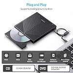 ORIGBELIE Lector CD DVD Externo, USB 3.0 y Type-C CD/DVD +/-RW Drive