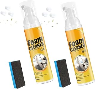 Multipurpose Foam Cleaner Spray, Lemon Flavor Foam Dry Cleaner, Leather Decontamination Cleaner, All-Purpose Household Cleaners for Car and Kitchen (2PC-100ml)