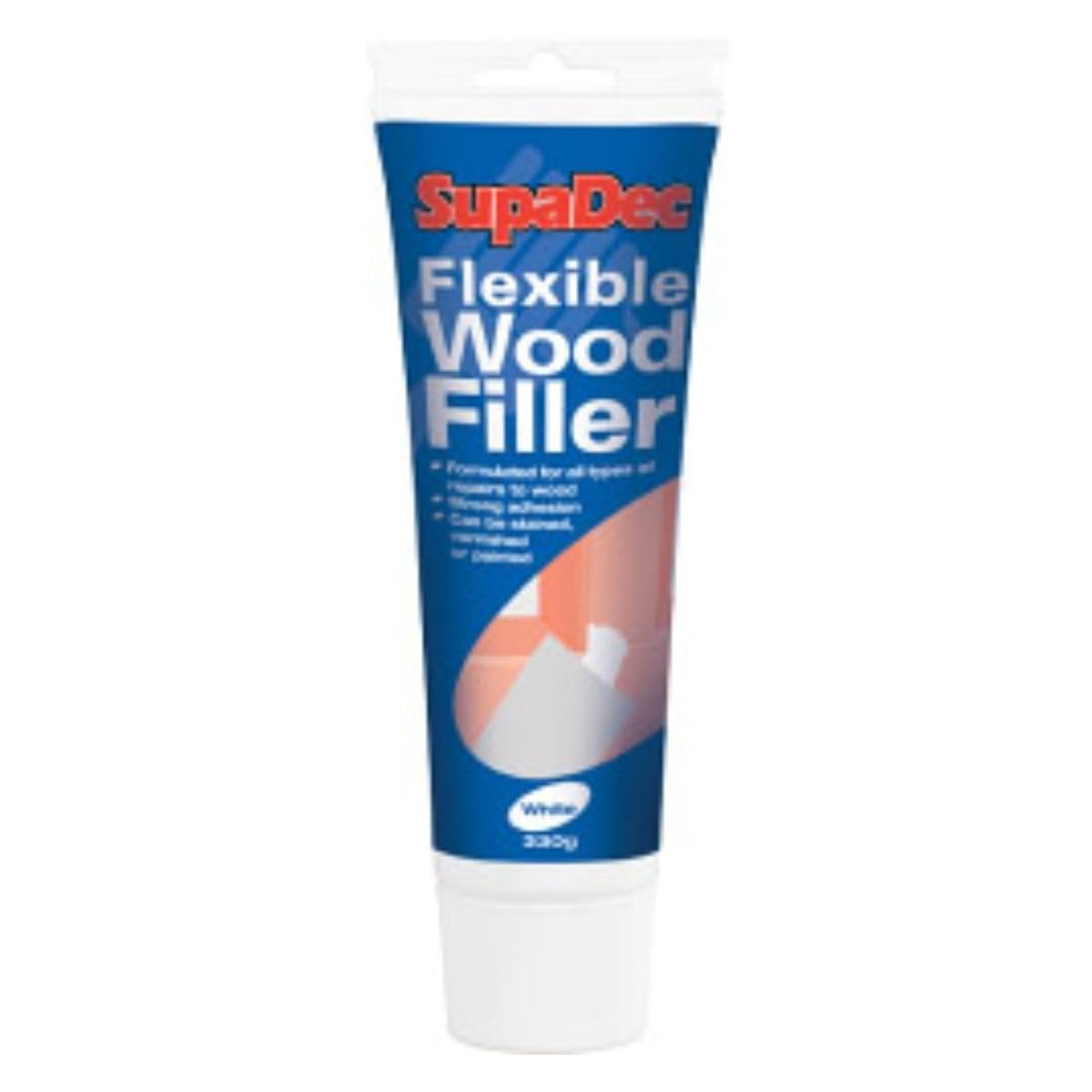 SupaDec Flexible Wood Filler Tube – White, 330g | Strong Adhesion Wood Repair Filler | Suitable for Interior & Exterior Use | Stained – Varnished or Polished | Repairs Cracks – Holes & Imperfections