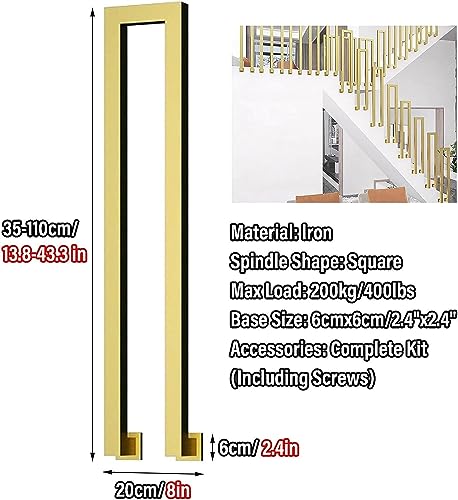 Rambarde d'escalier à fixation latérale en métal doré robuste 95cm编 - 3