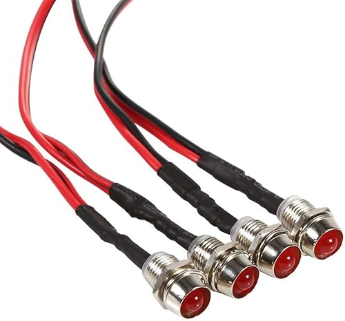 Keenso 4 luces LED piloto de 12 V, lámpara indicadora de 0.315 pulgadas para coche, furgoneta, barco, luz indicadora, piloto, salpicadero, lámpara