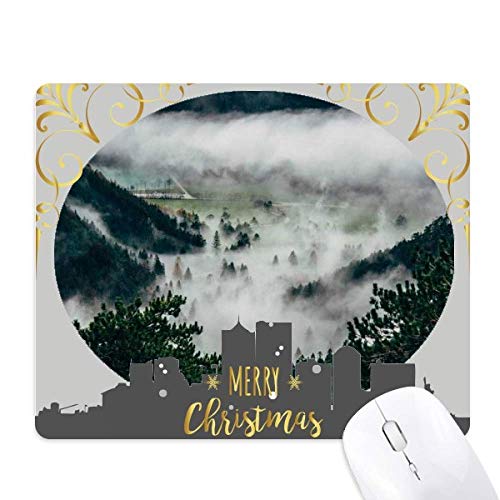 Tapis de souris antidérapant caoutchouc nuages sciences forestières nuit de noël