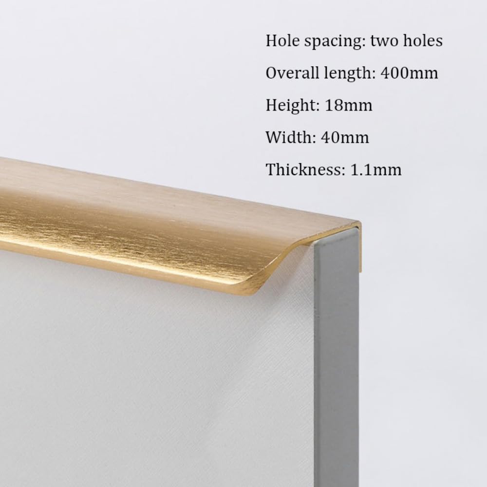 2 maniglie per mobili nascoste, maniglie curve, moderne, maniglie invisibili, per armadi da cucina, armadio, guardaroba, maniglie da cucina, oro, 40 cm