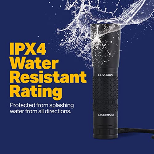 Luxpro 300 Lumen Led Handheld Flashlight - Feature Enhanced Rubber Grip And Aircraft-Grade Aluminum - Pocket-Sized Camping Accessories With Wrist Lanyard - Batteries Included #TOP3