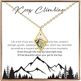 Inspirational Gifts for Women Mountain Necklace Pine Tree Necklace Mustard Seed Necklace Jewelry Gifts for Hikers, Campers, Climbers and Nature Lovers (Gold Mountain Necklace)