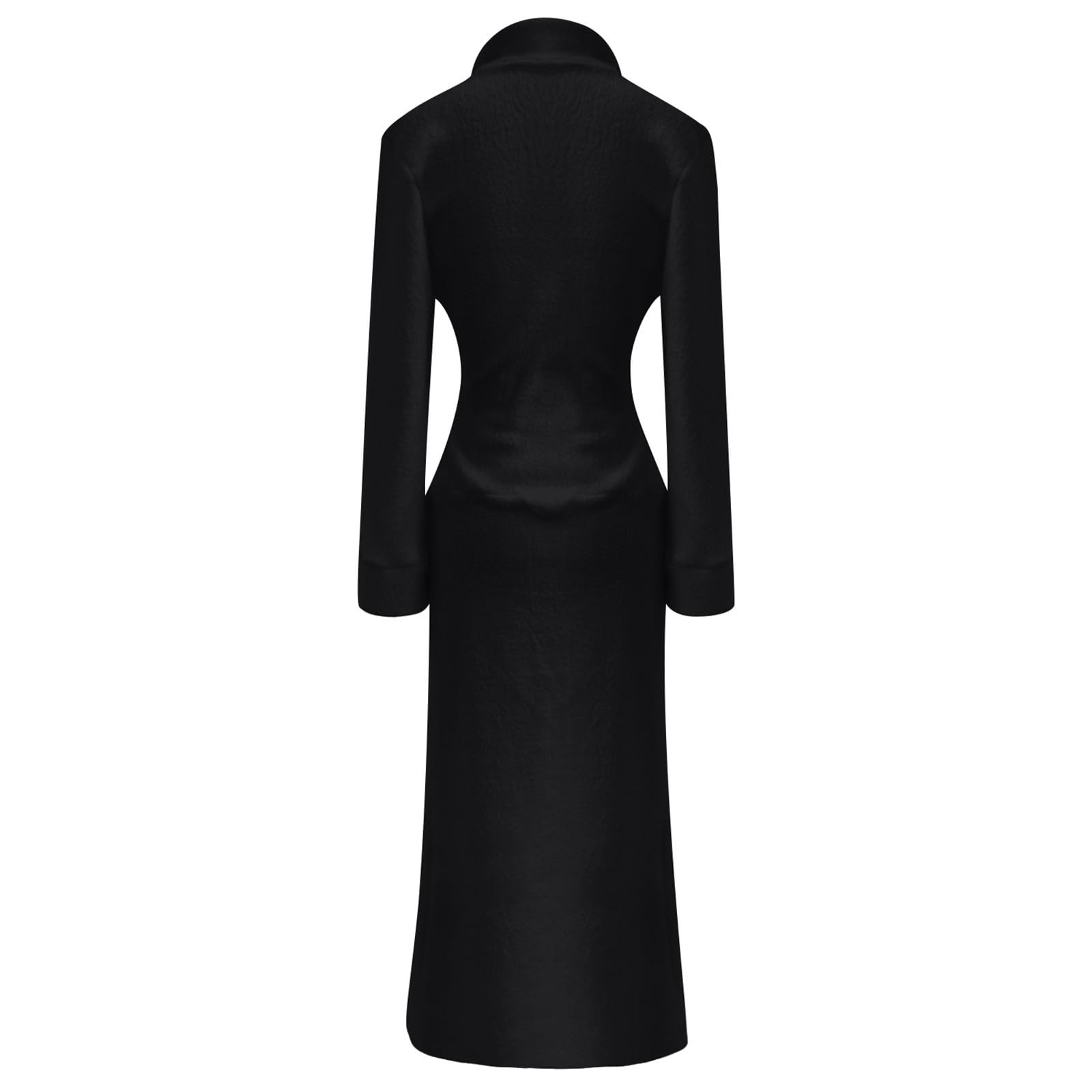 Vestido Largo Informal de Corte Entallado con Cuello y Detalles Modernos para Mujer