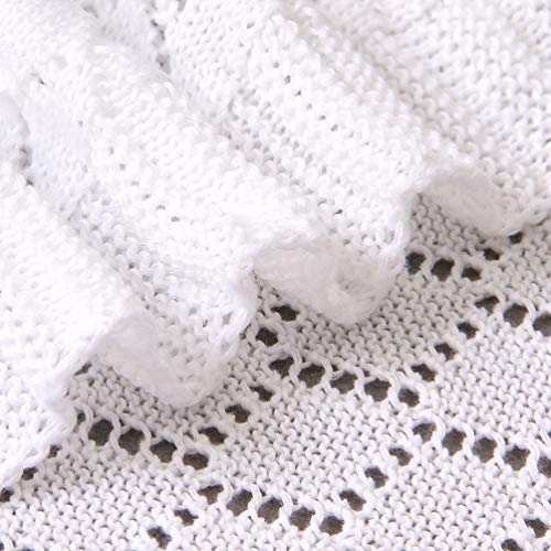Couverture évidée tricotée Toyvian couleur blanchie douce pour bébé