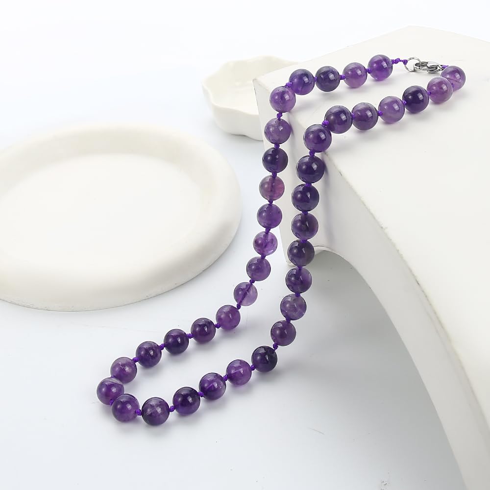 Treasure Bay Favolosa collana per ragazze, gemma di ametista naturale, 12 mm, (viola)