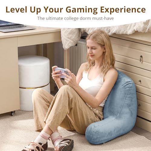 Image of Sasttie Reading Pillow for Bed, Back Pillow for Sitting Up, Greyish Blue