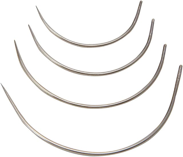 Yushu - Needles Hand Sewing, Upholstery Repair Kit, Quilting 4pcs Curved 3 4 5 6cm, Heavy Duty Curved Needles, for Carpet Sofa Cushions Knitting, Strong and Practical