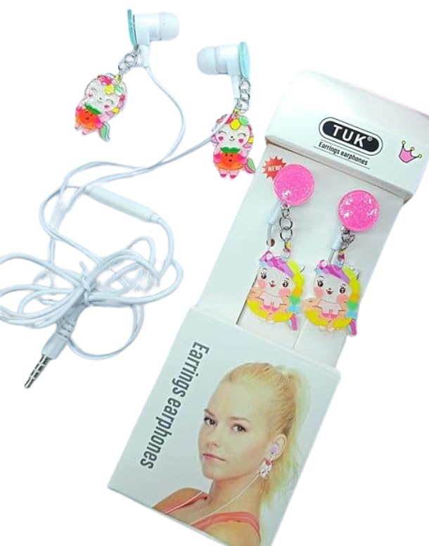 MPS MY PARTY SUPPLIERS® Random Color Unicorn Wired Earphone Cum Earrings with Mic Headphones for Girls Kids Ear Phones Fancy Head Phones (Unicorn) 4