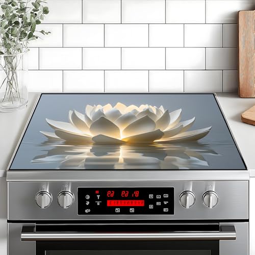 Image of Stove Top Cover Retro Flower Gas Stove Top Cover for Home Decoration Kitchen Pad Non-Stick Washable Cooktop Covers Countertop Protector Keep Stove Clean 28 inchx20 inch (lotus)