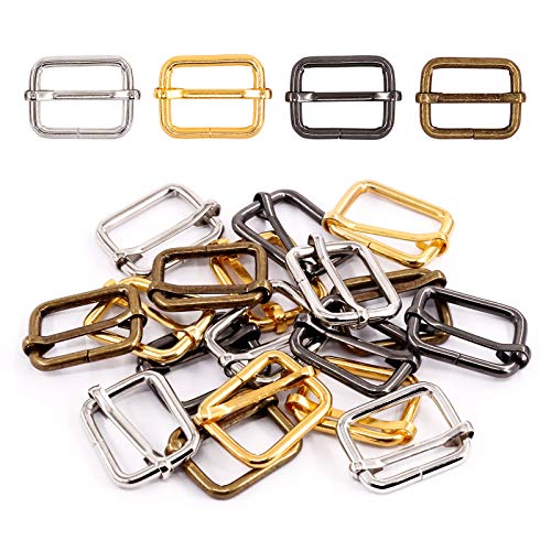 1 inch metal slide adjuster - Swpeet 60Pcs Heavy Duty 1 Inch / 25mm Metal Triglides Slides Buckle, Webbing Belts Buckle Metal Rings for Belt Bags DIY Accessories Keychains Belts - Sliver, Bronze, Gold, Gun-Black (Adjuster Triglides Slides Buckle)