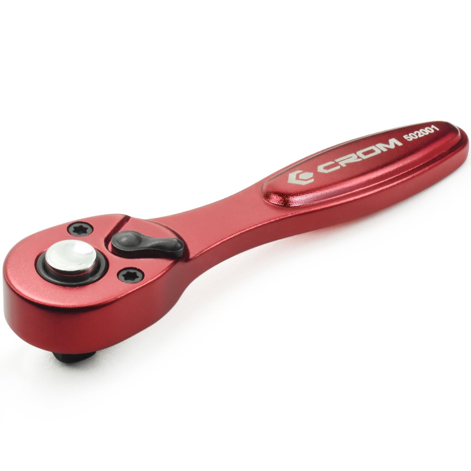 CROM 1/4-inch Drive Mini Ratchet - 72-Tooth Socket Driver Ratchet Wrench Reversible Lever with 5 Degree Arc -Lightweight Aluminum & Compact To Fit In