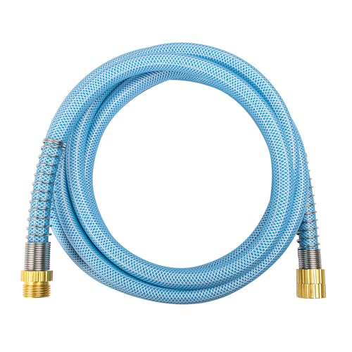 Fevone 3 FT Leader Hose for Hose Reel, 5/8' ID Heavy Duty Garden Lead-In Hose with 3/4' GHT Solid Brass Male to Female Fittings, Flexible Kink-Free Connector Hose, Fits Most Standard Hose Reels