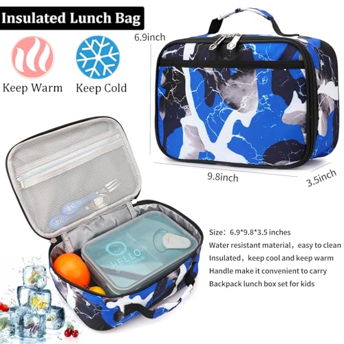 Image of Ladyzone Camo School Backpack Lunch Box Set Lightweight Schoolbag Travel Camp Outdoor Daypack