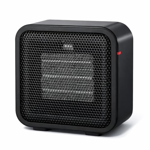 Calefactor eléctrico de bajo consumo | Termoventilador pequeño 600W de Potencia | Ideal Baño o Trabajo | 1 Velocidad | Seguridad antivuelco