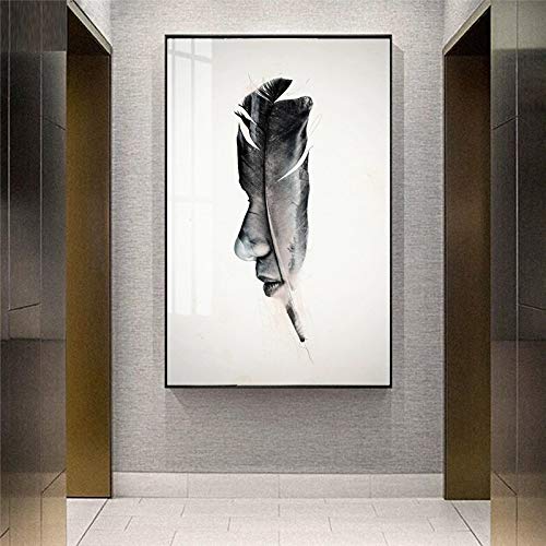 Poster artistique portrait plume pour atmosphère épurée et apaisante